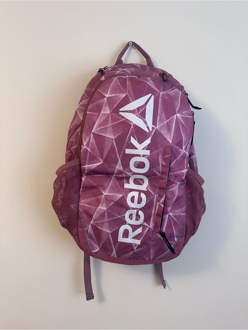 Reebok Pink Geometric Print Backpack